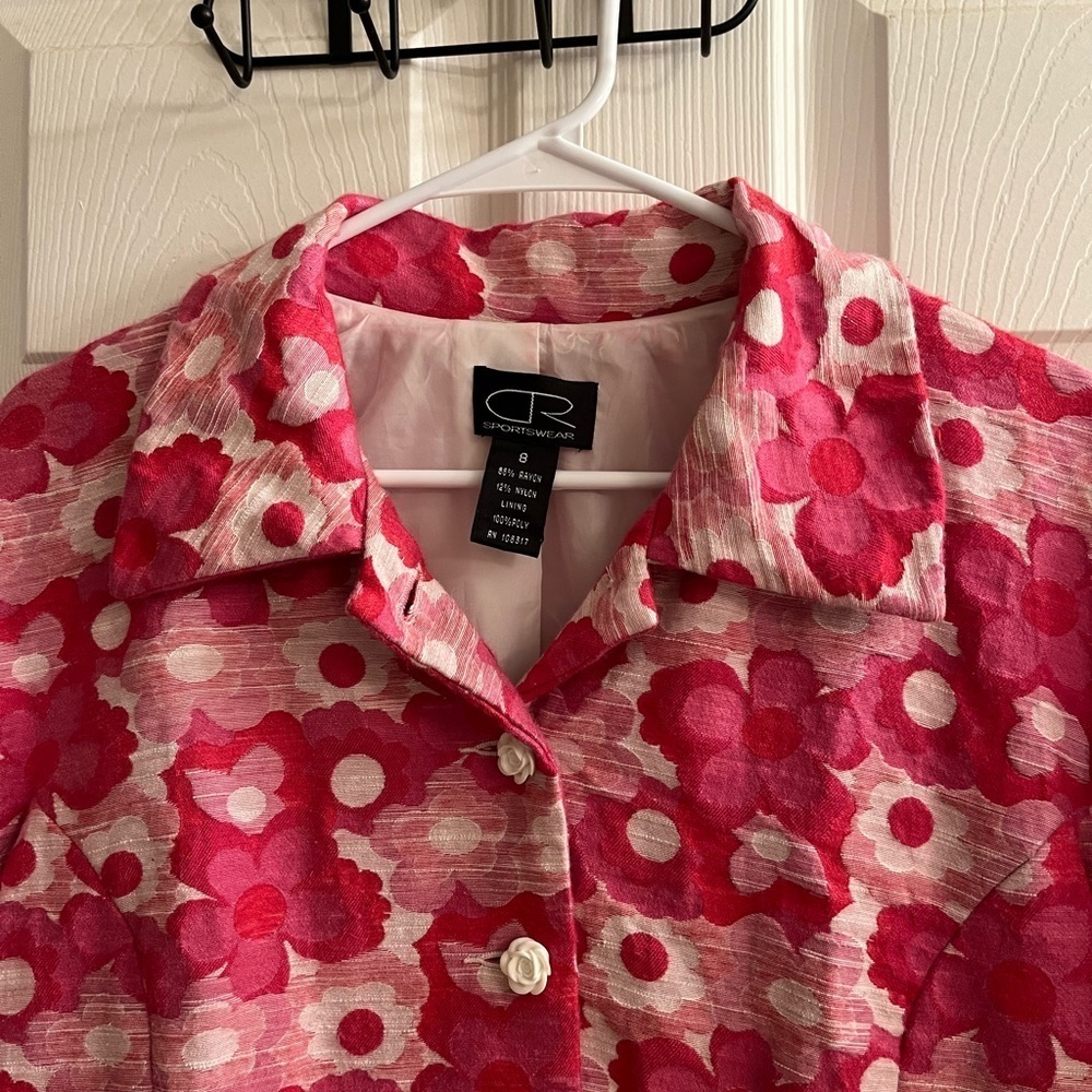 CR~VINTAGE~PINK BLAZER~FITTED~FLORAL~8 - Picture 3 of 11